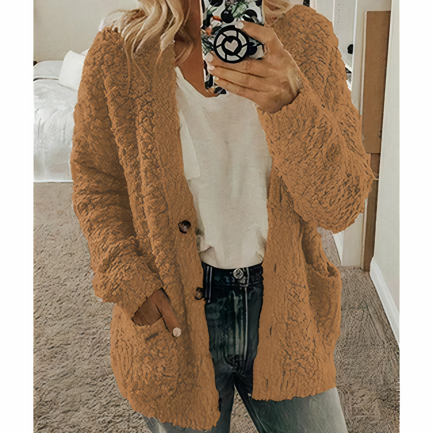 KAROLINA - Plüsch-Strickcardigan