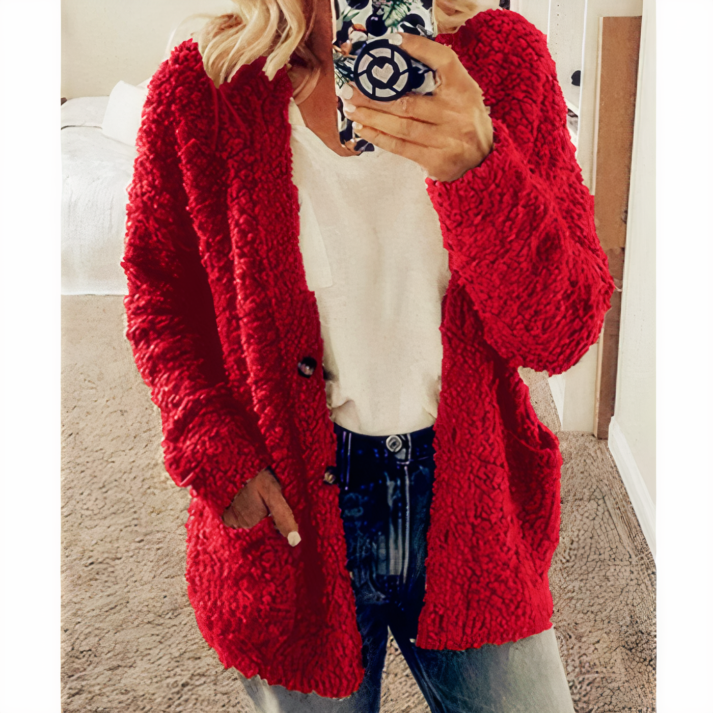 KAROLINA - Plüsch-Strickcardigan