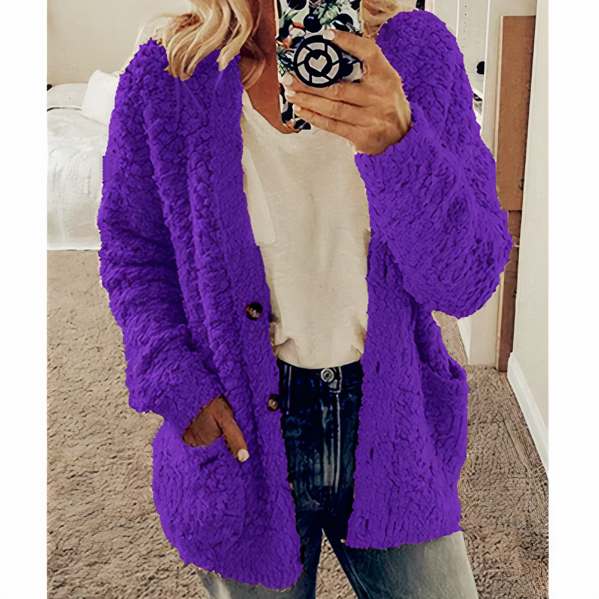 KAROLINA - Plüsch-Strickcardigan