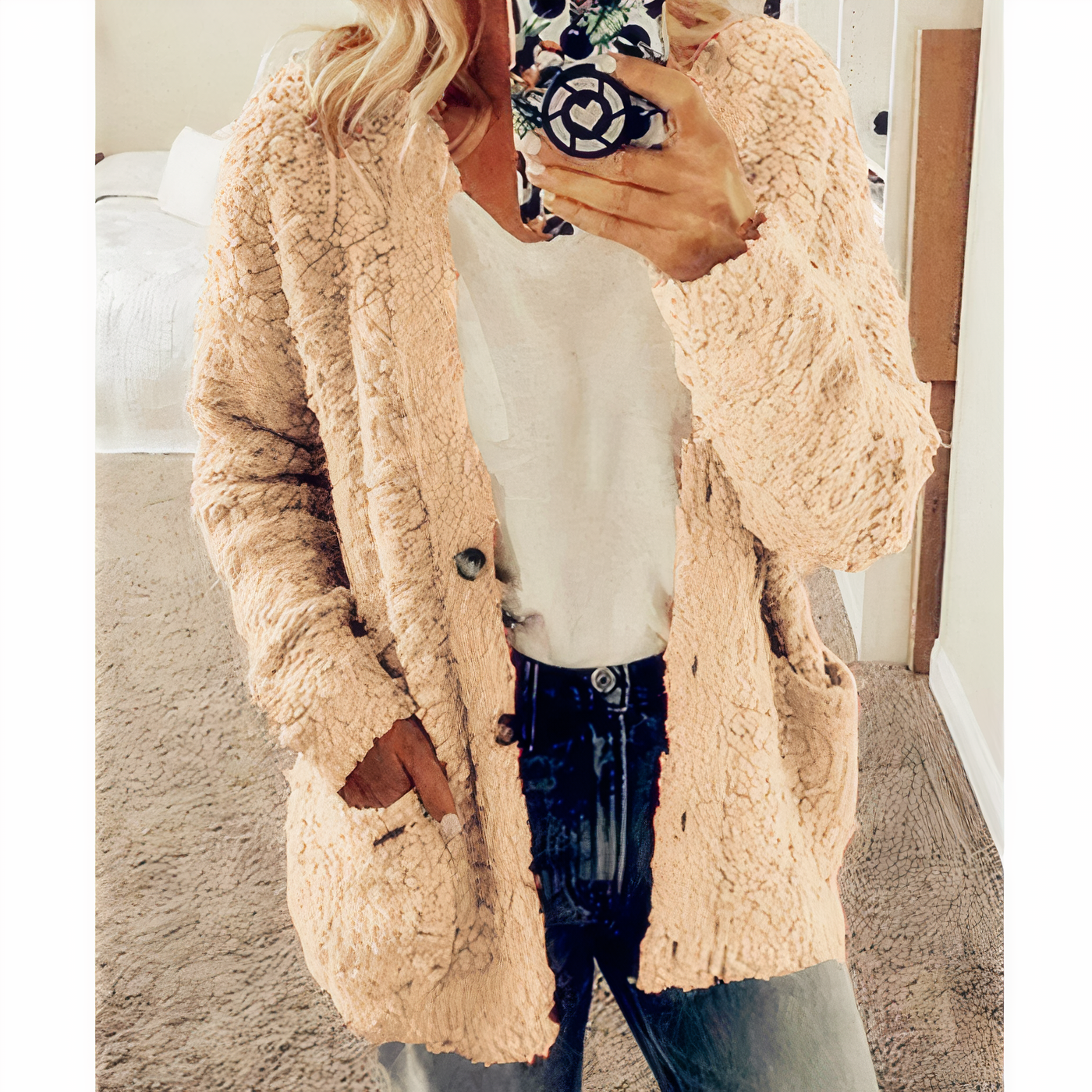 KAROLINA - Plüsch-Strickcardigan