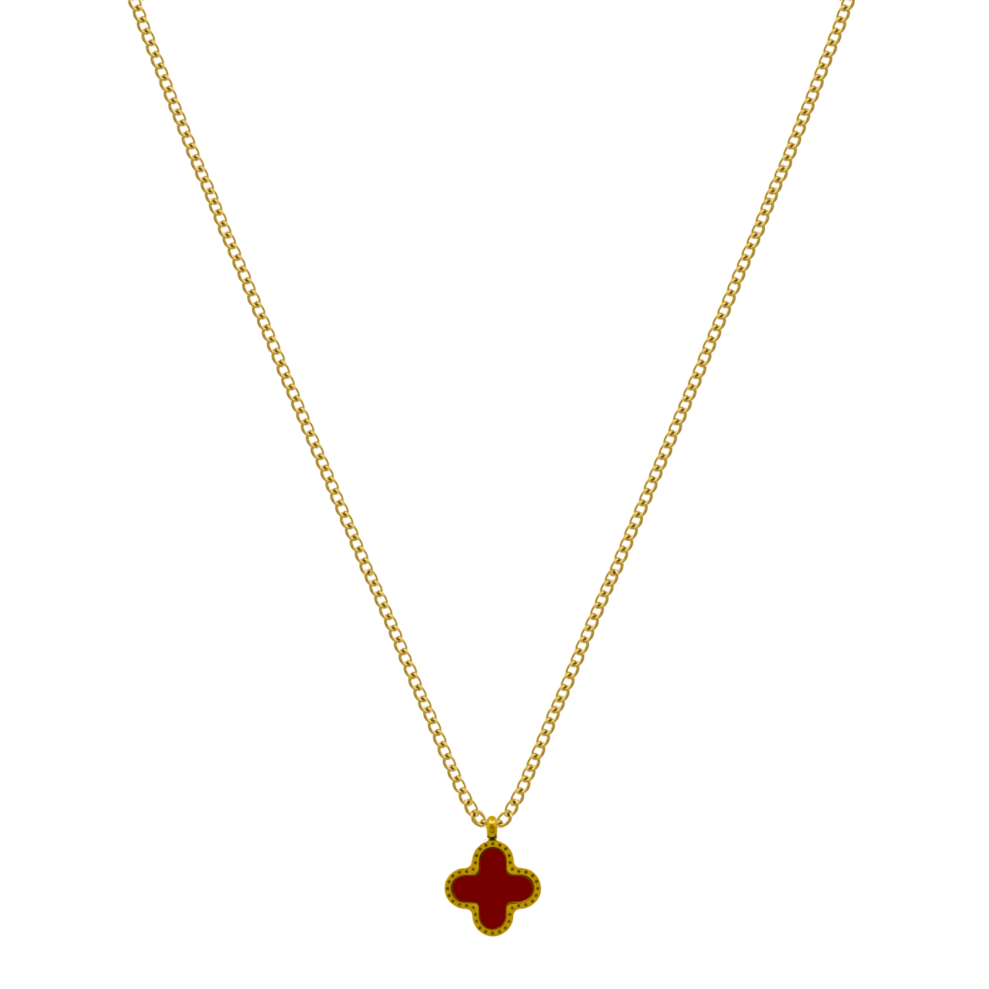 Red Black 2in1 Unique Leaf Kette 18K Vergoldet