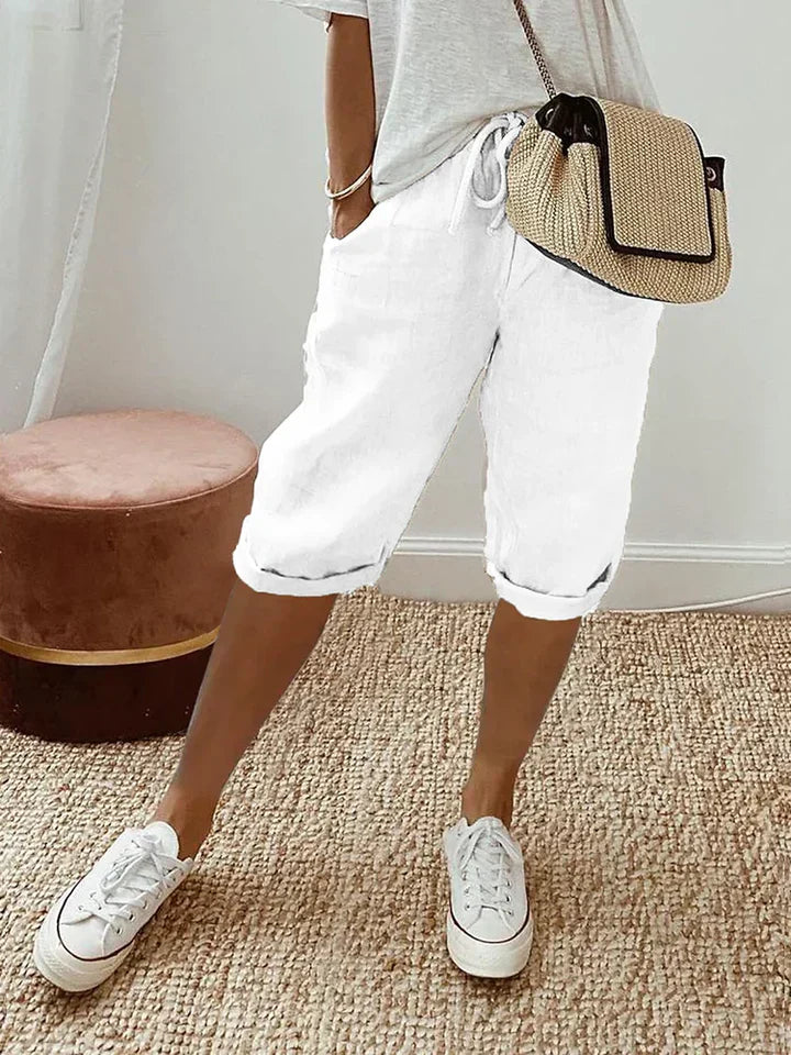 Adrina - Damen-Shorts aus Baumwolle und Leinen