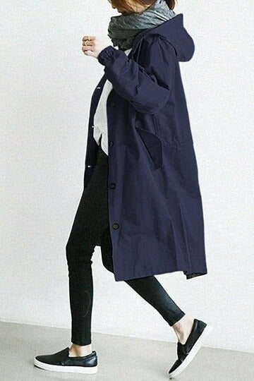 Damen Trenchcoat in Übergröße mit leichter Kapuze - Simona