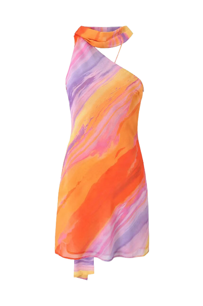 Kata - Kurzes Kleid Rückenfrei Tie-dye
