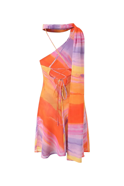 Kata - Kurzes Kleid Rückenfrei Tie-dye