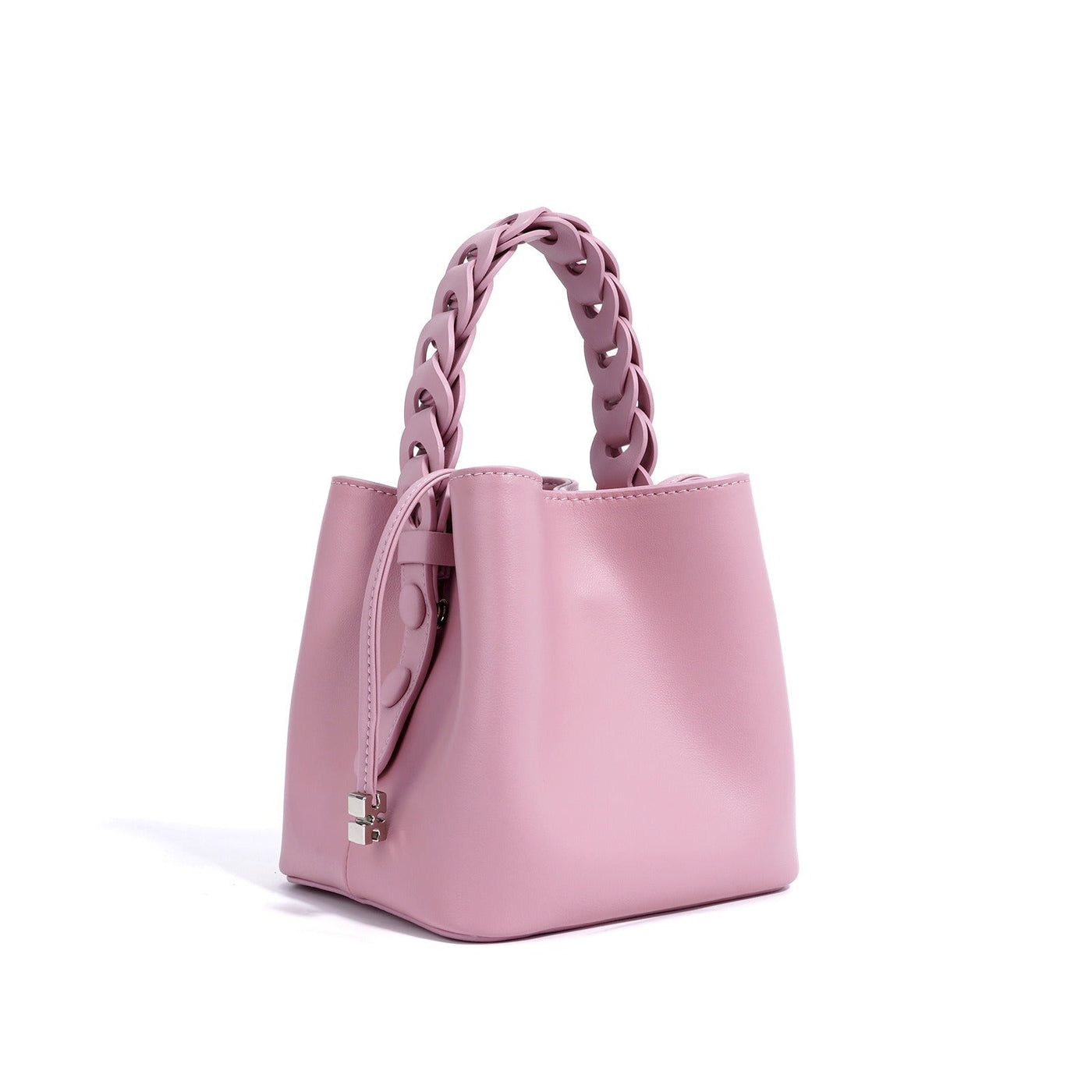 Damenhandtasche mit geflochtenem Griff im Eimer-Stil aus Leder - Camila