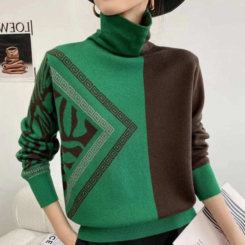 OLGA - Eleganter bedruckter Pullover mit Rollkragen
