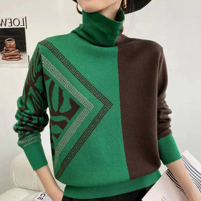 OLGA - Eleganter bedruckter Pullover mit Rollkragen