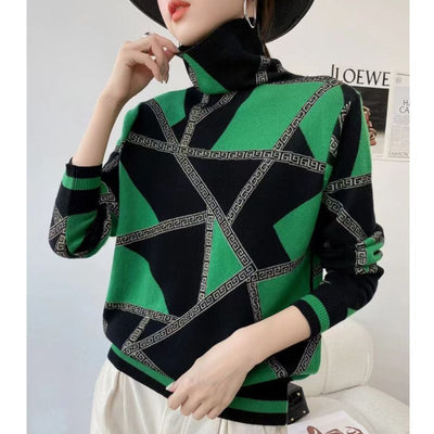 OLGA - Eleganter bedruckter Pullover mit Rollkragen