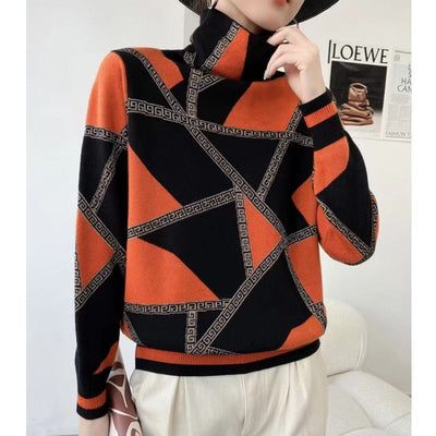 OLGA - Eleganter bedruckter Pullover mit Rollkragen
