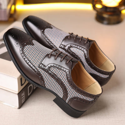 Herren Leder Oxford Schuhe mit Karomuster - Henrik