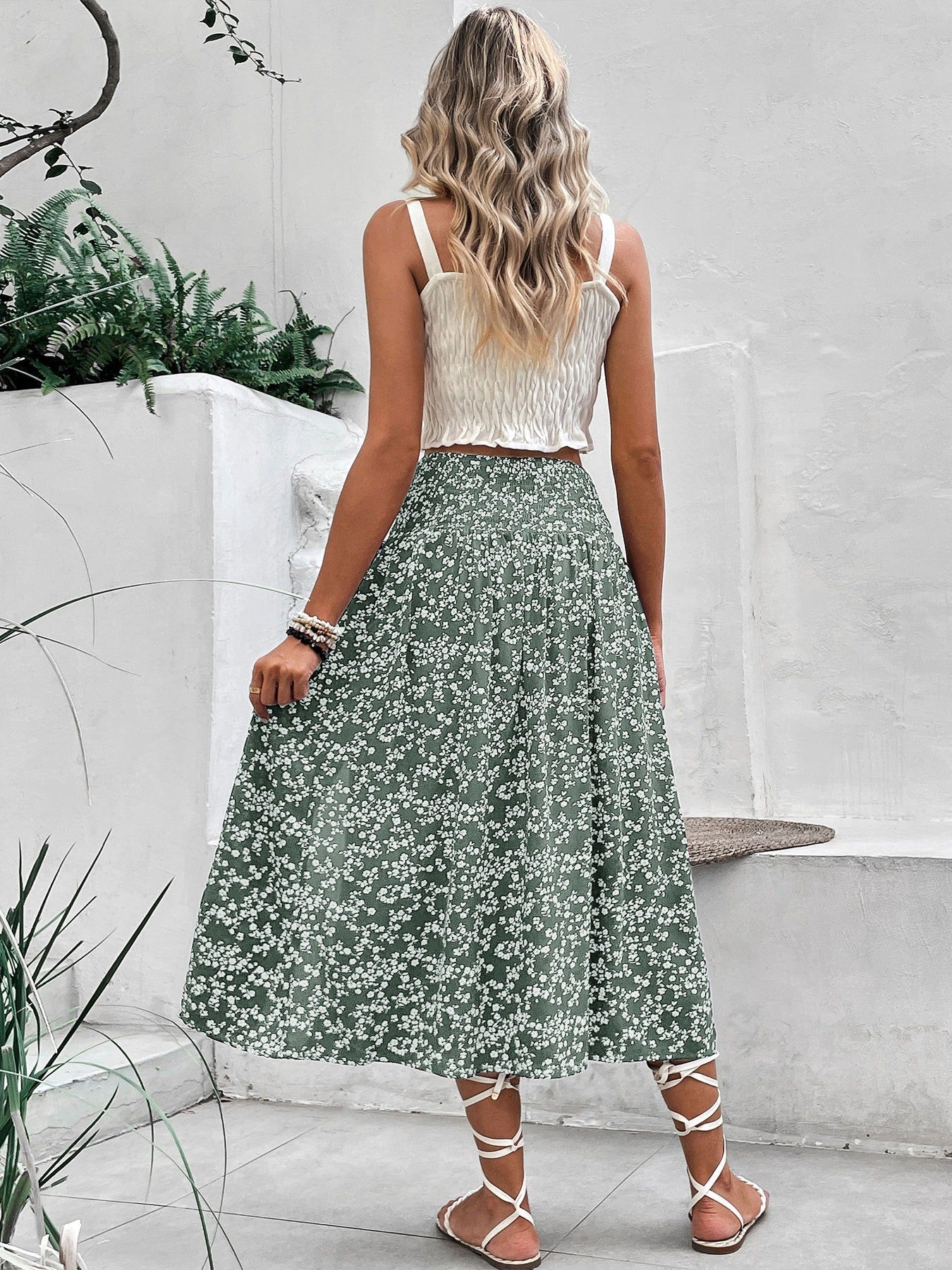 Midirock mit Blumenmuster und Seitenschlitz - Amelia