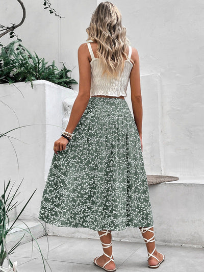 Midirock mit Blumenmuster und Seitenschlitz - Amelia
