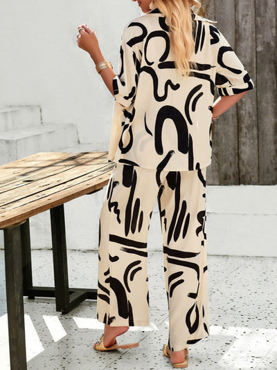 Giada - Set aus Hemd und Hose mit Knöpfen, locker und bedruckt