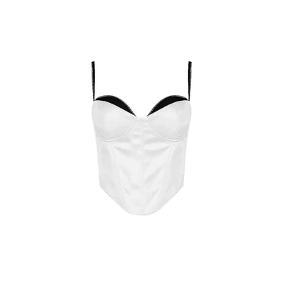 Sophia - Modernes Bustier-Oberteil mit Kontrastpaspelierung und Spaghettiträgern