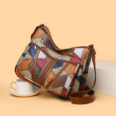 Damen-Kreuztasche mit mehrfarbigem geometrischem Retro-Print - Mirella