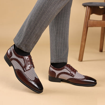 Herren Leder Oxford Schuhe mit Karomuster - Henrik