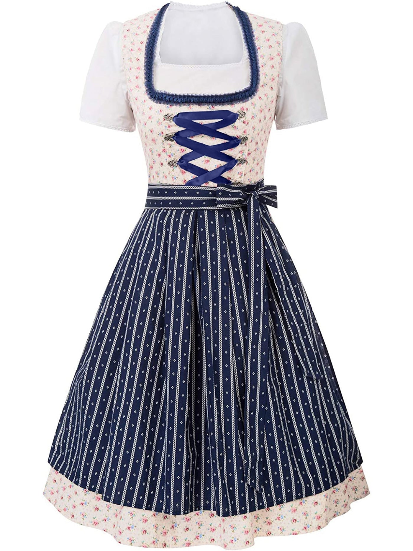 Damen Blau Oktoberfest Dirndl Kleid - Annemarie