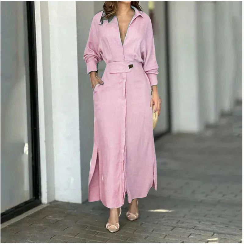 Rebecca - Langärmeliges Kleid mit verstellbarem Gürtel