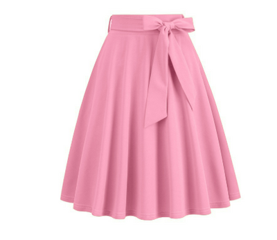 Damen A-Linien Midi-Rock mit seitlicher Schleife – hoch tailliert & stylisch