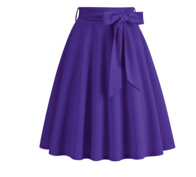 Damen A-Linien Midi-Rock mit seitlicher Schleife – hoch tailliert & stylisch