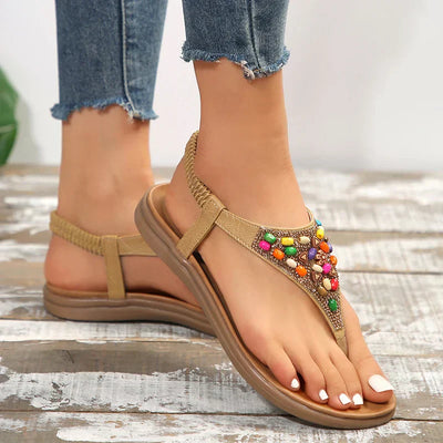 Lara - Bohemian Retro Sandalen mit flachem Absatz