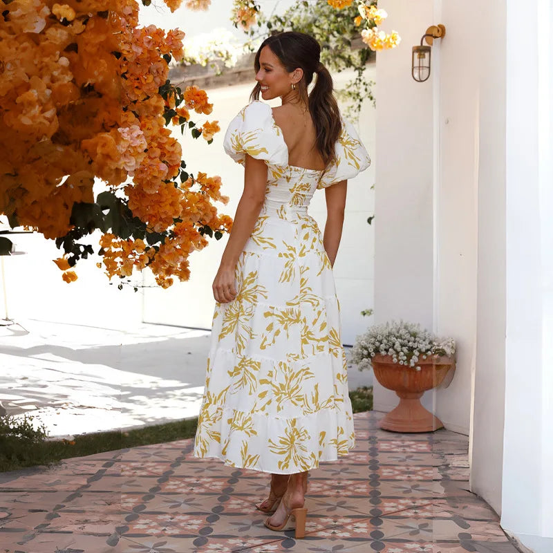 Bella - Langes Bohème-Kleid mit tief ausgeschnittenen Trägern