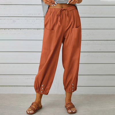 Elda Hosen - Damen Leinen-Capri-Hose für entspannten Komfort im lockeren Stil