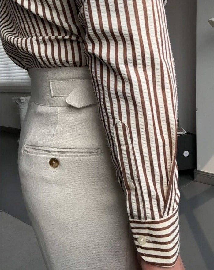 Gestreiftes Herrenhemd im italienischen Schnitt - Savino