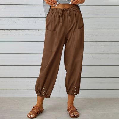 Elda Hosen - Damen Leinen-Capri-Hose für entspannten Komfort im lockeren Stil