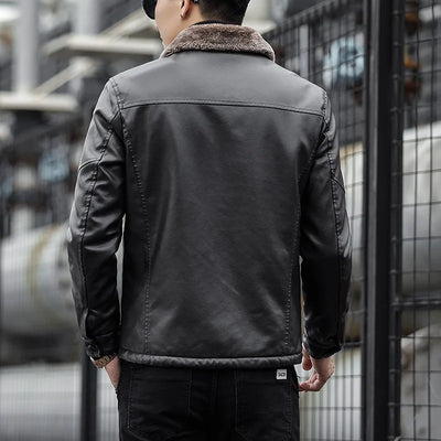 Herren Lederjacke mit Kragen - Leon