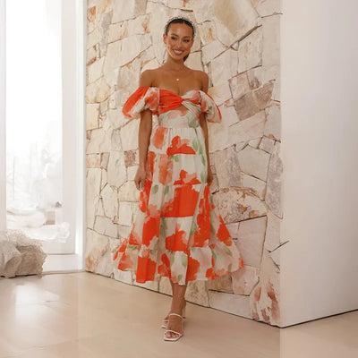 Bella - Langes Bohème-Kleid mit tief ausgeschnittenen Trägern
