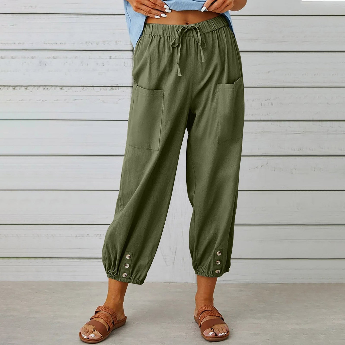 Elda Hosen - Damen Leinen-Capri-Hose für entspannten Komfort im lockeren Stil