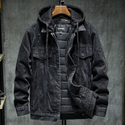 Herren Jeansjacke mit moderner Kapuze - Elrick