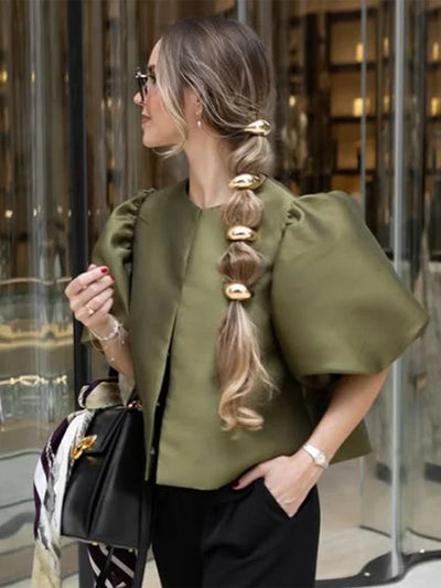 Mona - Elegantes Damenhemd mit kurzen Puffärmeln