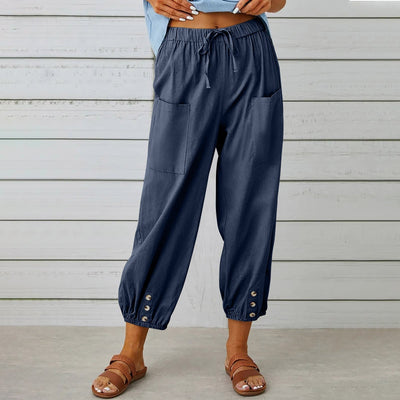 Elda Hosen - Damen Leinen-Capri-Hose für entspannten Komfort im lockeren Stil