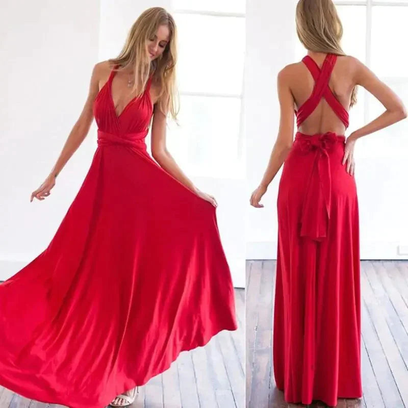 Laura - Langes Kleid im roten Boho-Stil für Frauen