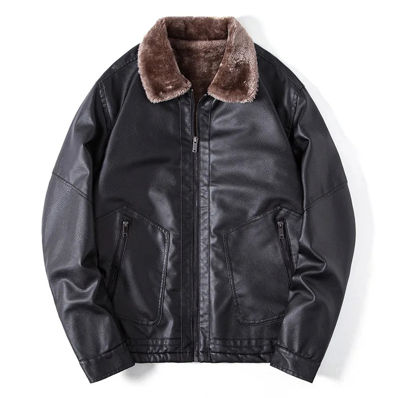 Herren Lederjacke mit Kragen - Leon