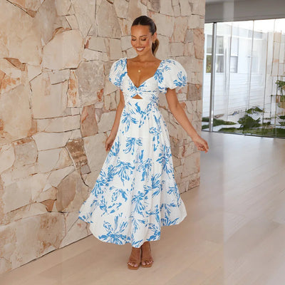 Bella - Langes Bohème-Kleid mit tief ausgeschnittenen Trägern