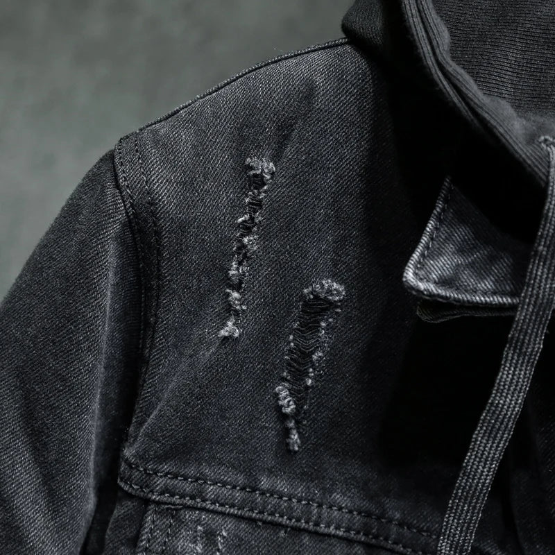 Herren Jeansjacke mit moderner Kapuze - Elrick
