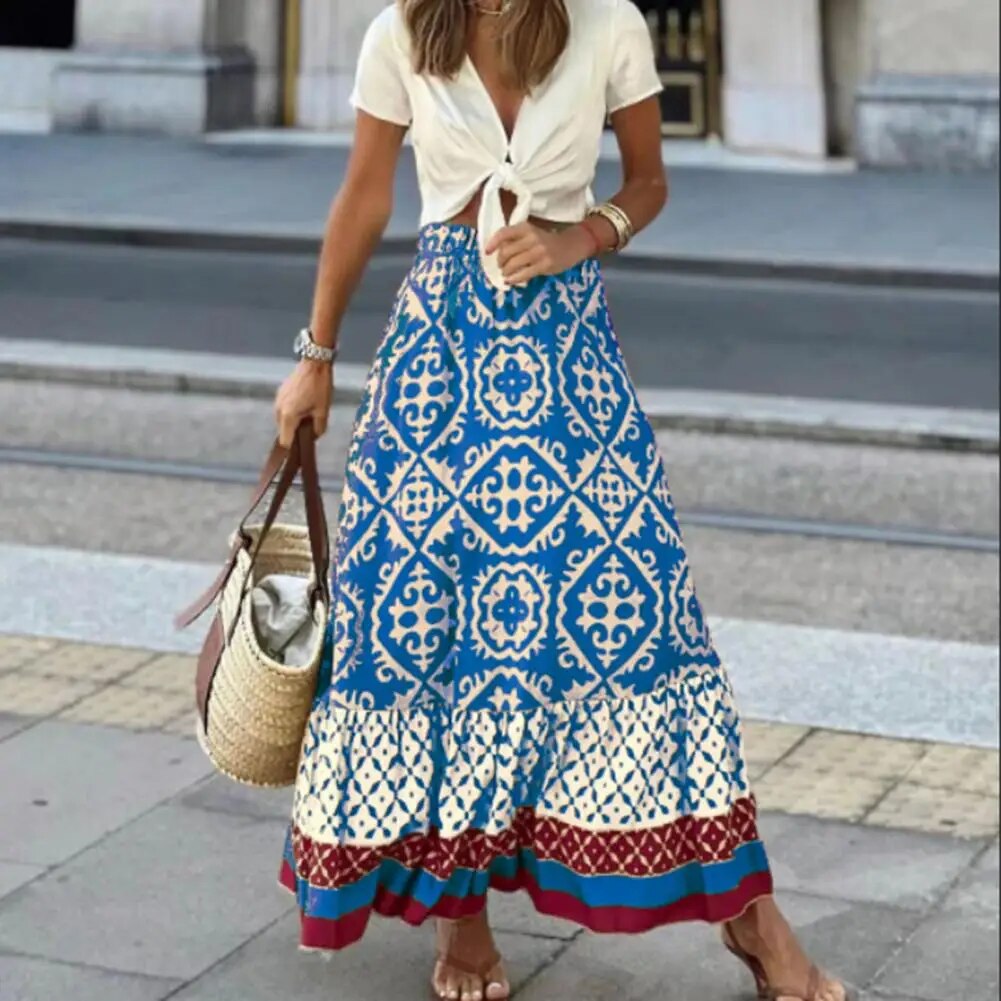 Sommerrock Damen mit hoher Taille – Maxi