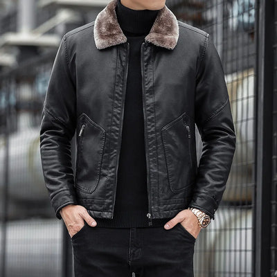 Herren Lederjacke mit Kragen - Leon