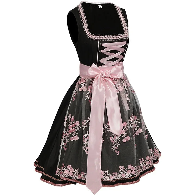 Elegantes Damen Dirndlkleid mit rosa Stickereien - Rosalia