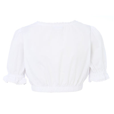 Dirndlbluse Damen Weiß Kurzarm Klassisch - Amalia