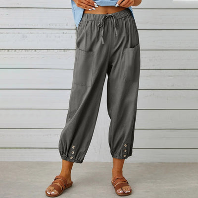 Elda Hosen - Damen Leinen-Capri-Hose für entspannten Komfort im lockeren Stil