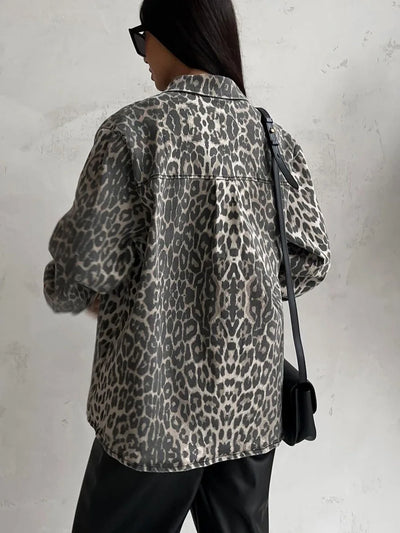 Jeansjacke mit Leopardenmuster - Elarine