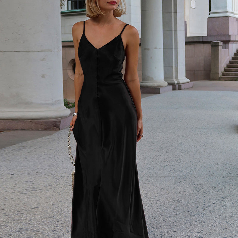 Samantha - Rückenfreies langes Kleid mit V-Ausschnitt