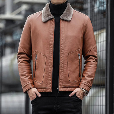 Herren Lederjacke mit Kragen - Leon