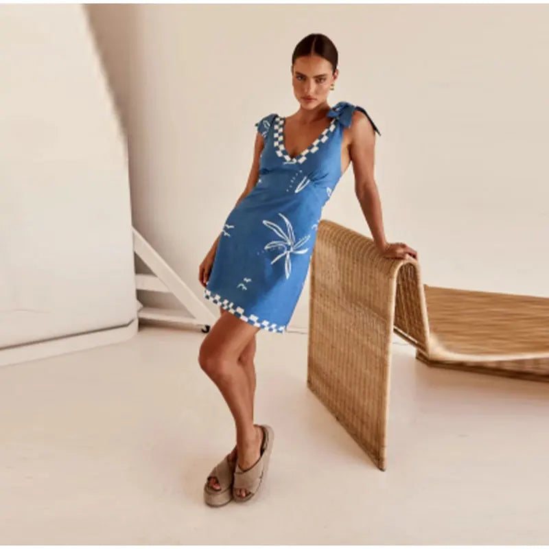 Meriano - Minikleid mit V-Ausschnitt und Schleifen