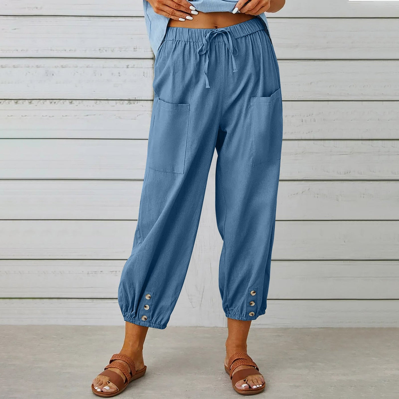 Elda Hosen - Damen Leinen-Capri-Hose für entspannten Komfort im lockeren Stil